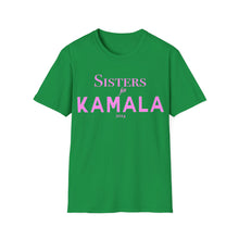 Load image into Gallery viewer, Sisters for Kamala 2024 Green & Pink Softstyle T-Shirt