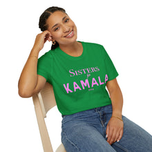 Load image into Gallery viewer, Sisters for Kamala 2024 Green & Pink Softstyle T-Shirt