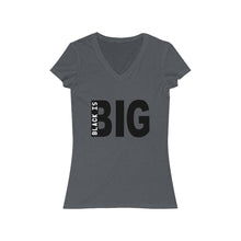 Load image into Gallery viewer, Women's Jersey Short Sleeve V-Neck Black is Big
