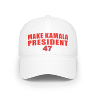 Make Kamala President 47 White Low Profile Baseball Cap