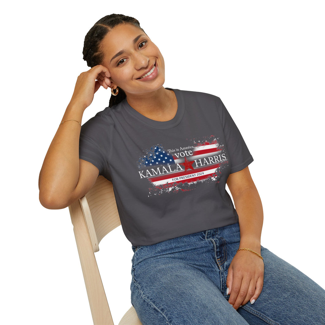 This is America, Vote for Kamala 2024 Unisex Softstyle T-Shirt