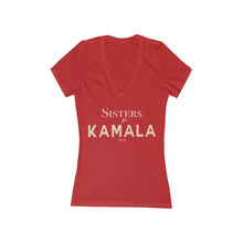 Load image into Gallery viewer, Sisters for Kamala 2024 Women&#39;s Jersey Short Sleeve Deep V-Neck Tee
