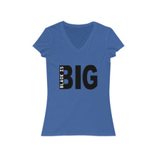 Load image into Gallery viewer, Women's Jersey Short Sleeve V-Neck Black is Big
