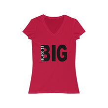 Load image into Gallery viewer, Women's Jersey Short Sleeve V-Neck Black is Big
