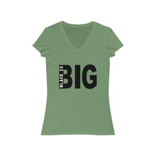 Load image into Gallery viewer, Women's Jersey Short Sleeve V-Neck Black is Big
