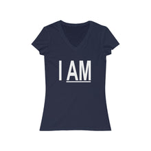 Load image into Gallery viewer, I AM Women's BLACK  V-Neck Tee
